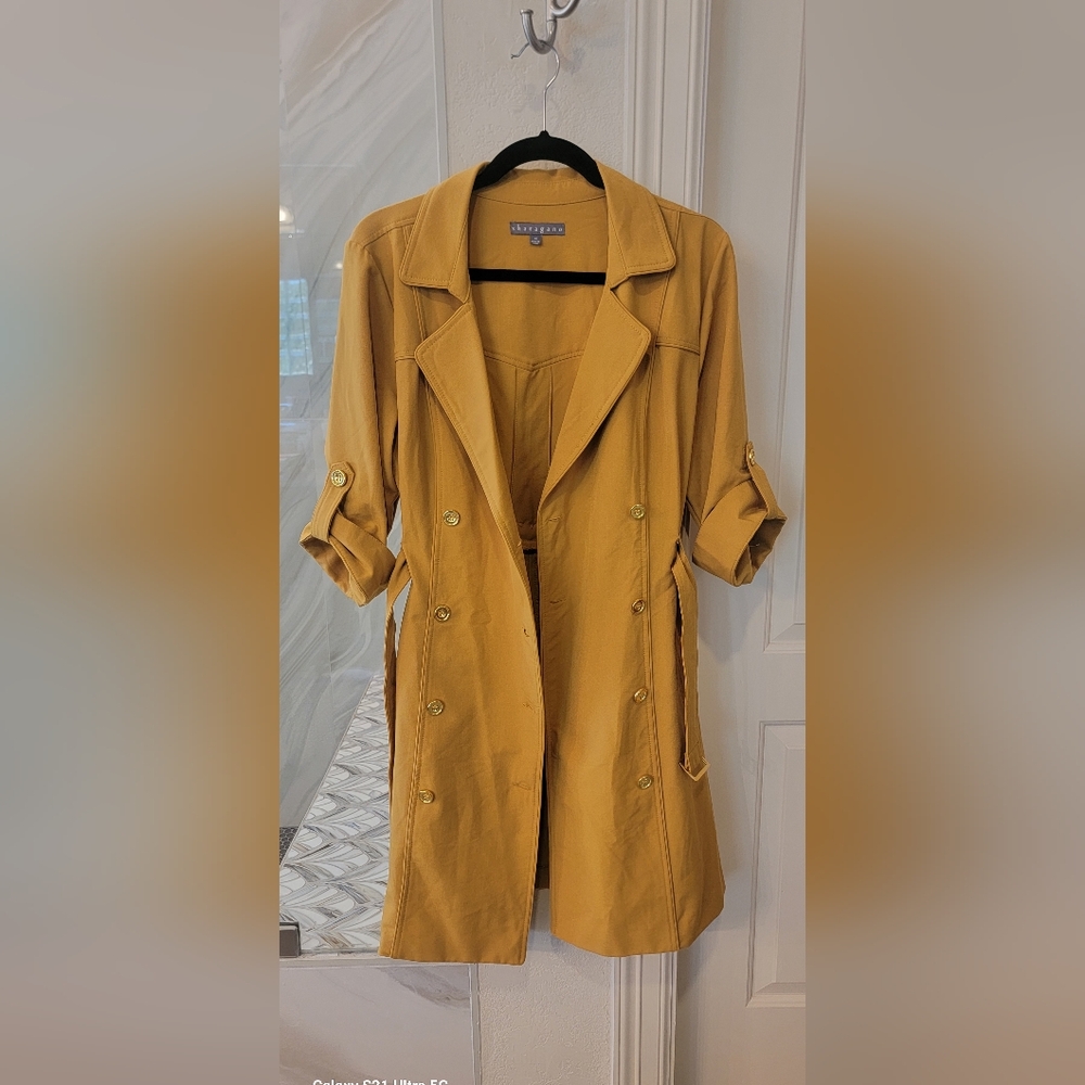 Sharagano Mustard Trench Coat Size 10